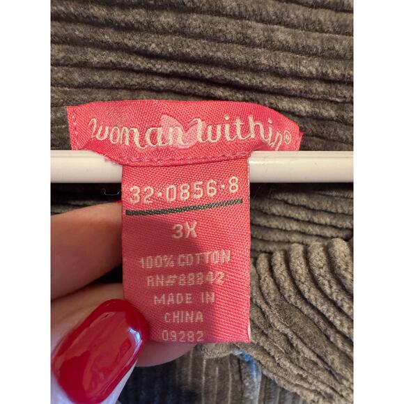 Women Within Corduroy Shacket Warm Pleat-Back Jacket Army Green Sz. 3X (30-32) - Picture 4 of 12